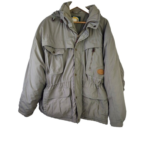 Vtg Cabelas Outdoor Gear Men's Green Zip Up Jacket Size XL Tall w Hoodie Pockets - Picture 1 of 11